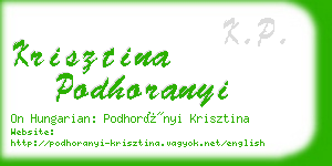krisztina podhoranyi business card